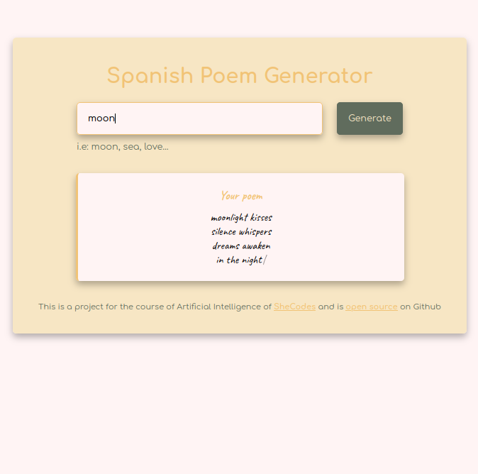 Spanish poem generator